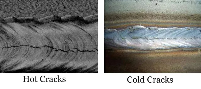 comparison diagram of hot and cold cracks