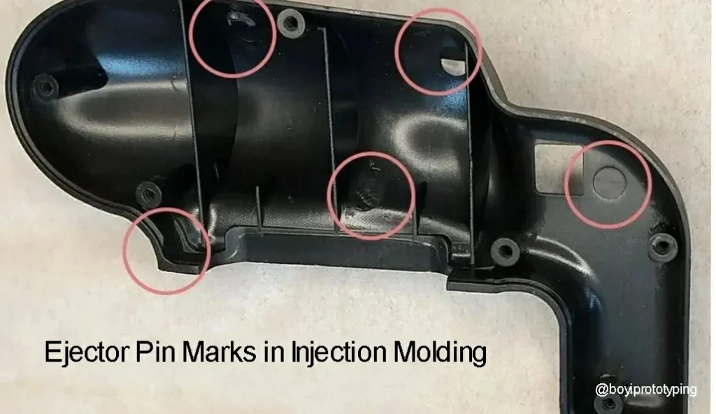 Ejector pins should be evenly placed near the sidewalls